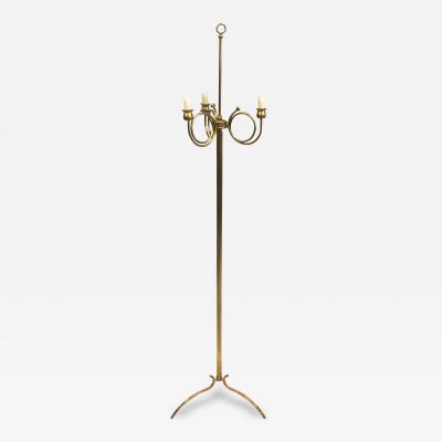 Maison Jansen Pair of Mid Century Modern Neoclassical Brass Floor Lamps by Maison Jansen