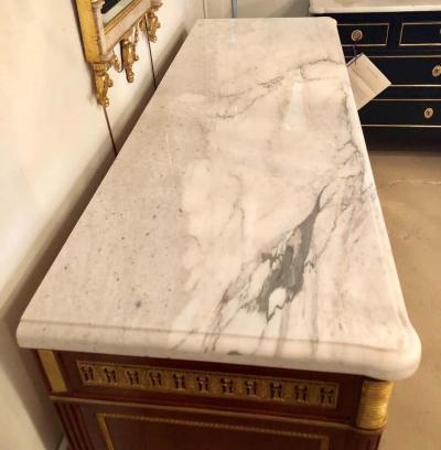 Maison Jansen Pair of Monumental Louis XVI Style Marble Top Commodes Maison Jansen