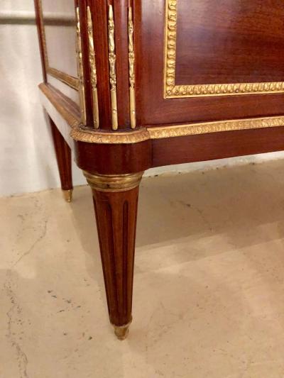 Maison Jansen Pair of Monumental Louis XVI Style Marble Top Commodes Maison Jansen