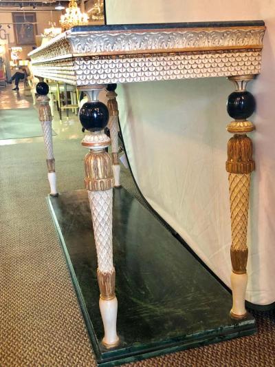 Maison Jansen Pair of Neoclassical Style Marble Top Consoles Attributed to Maison Jansen