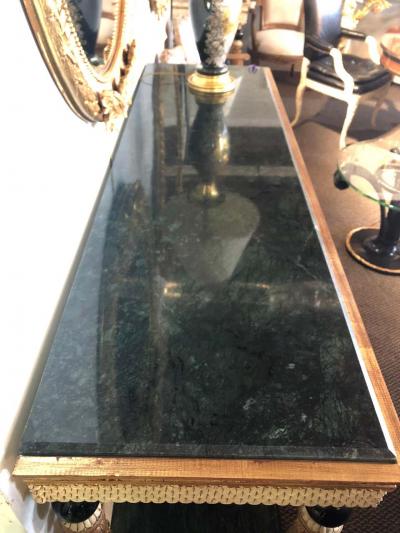 Maison Jansen Pair of Neoclassical Style Marble Top Consoles Attributed to Maison Jansen