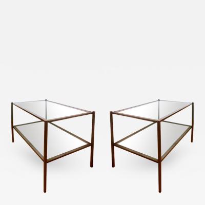 Maison Jansen Pair of Nickeled Two Tier Side Tables