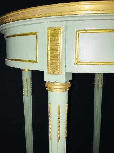 Maison Jansen Pair of Paint Decorated Jansen Style Louis XVI End Side or Bouilliotte Tables