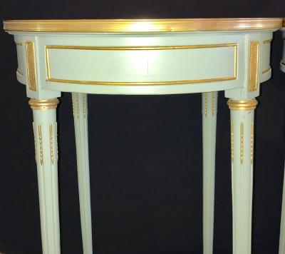 Maison Jansen Pair of Paint Decorated Jansen Style Louis XVI End Side or Bouilliotte Tables