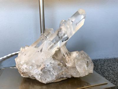 Maison Jansen Pair of Rock Crystal Quartz Lamps France 1970s