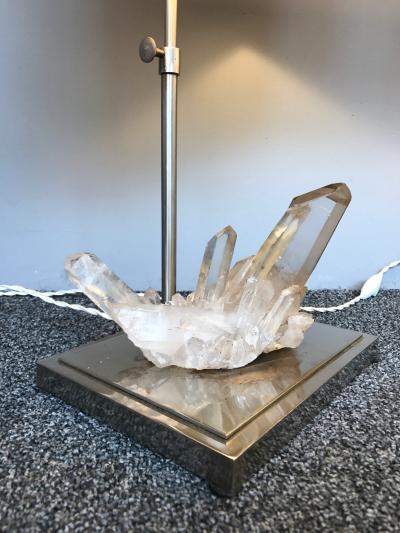 Maison Jansen Pair of Rock Crystal Quartz Lamps France 1970s
