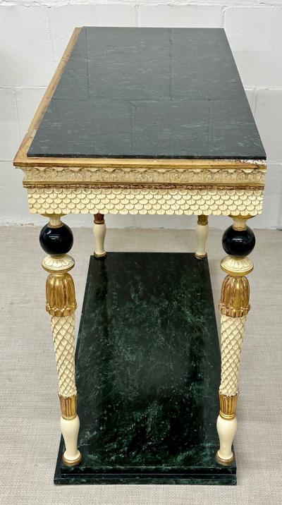 Maison Jansen Pair of Swedish Neoclassical Maison Jansen Marble Top Console Tables French