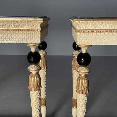 Maison Jansen Pair of Swedish Neoclassical Maison Jansen Marble Top Console Tables French