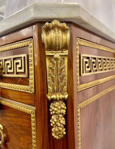 Maison Jansen Pair of Tortoise Louis XVI Style Commodes Chests or Nightstands Greek Key