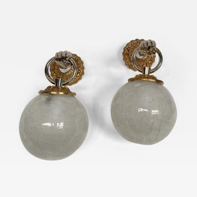 Maison Jansen Pair of bronze and glass sconces attributed to Maison Jansen