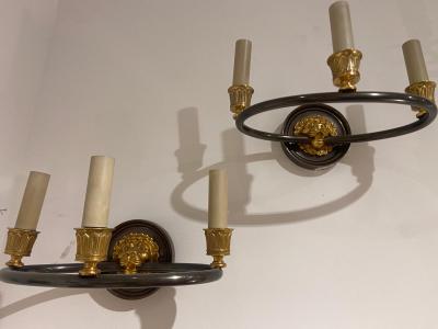 Maison Jansen Pair of bronze classic sconces by Maison Jansen