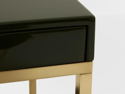 Maison Jansen Pair of side tables green lacquer brass Guy Lefevre Maison Jansen 1970