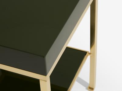 Maison Jansen Pair of side tables green lacquer brass Guy Lefevre Maison Jansen 1970
