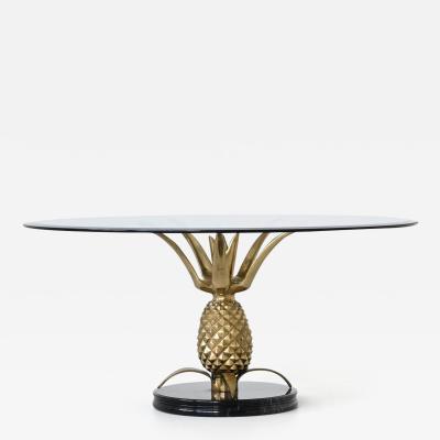 Maison Jansen Pineapple coffee table brass and marble Hollywood Regency France 1970