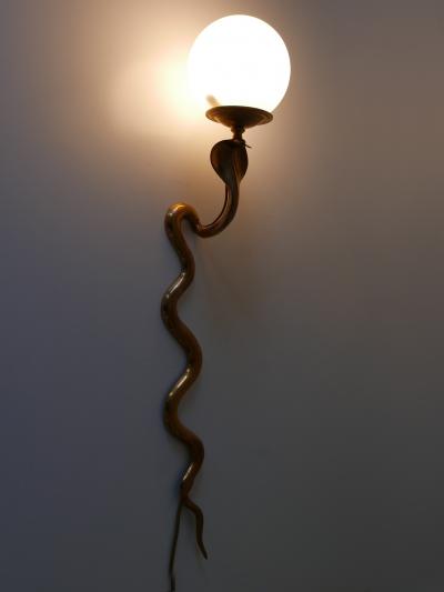 Maison Jansen Rare Decorative Cast Brass Cobra Sconce or Wall Lamp by Maison Jansen 1950s