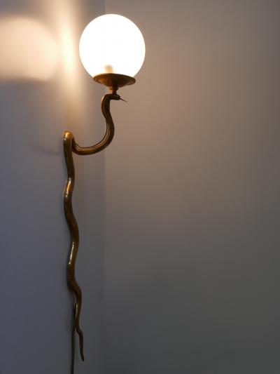 Maison Jansen Rare Decorative Cast Brass Cobra Sconce or Wall Lamp by Maison Jansen 1950s