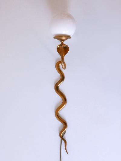Maison Jansen Rare Decorative Cast Brass Cobra Sconce or Wall Lamp by Maison Jansen 1950s