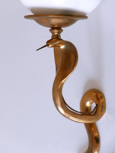 Maison Jansen Rare Decorative Cast Brass Cobra Sconce or Wall Lamp by Maison Jansen 1950s