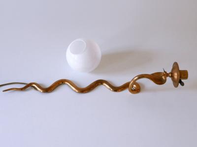 Maison Jansen Rare Decorative Cast Brass Cobra Sconce or Wall Lamp by Maison Jansen 1950s