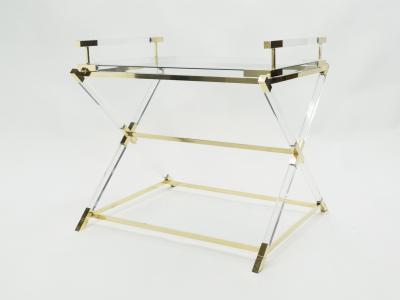 Maison Jansen Rare French side tray table lucite and brass Maison Jansen 1970s