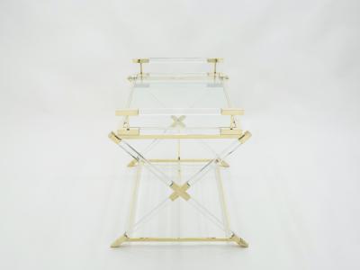Maison Jansen Rare French side tray table lucite and brass Maison Jansen 1970s