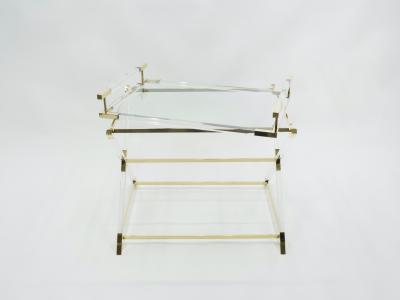 Maison Jansen Rare French side tray table lucite and brass Maison Jansen 1970s