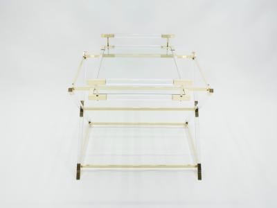 Maison Jansen Rare French side tray table lucite and brass Maison Jansen 1970s