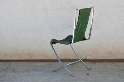Maison Jansen Rare Set of Five Stainless Steel Chairs by Maison Jansen