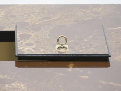 Maison Jansen Rare golden lacquer and brass Maison Jansen bar coffee table 1970s