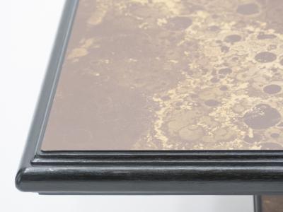 Maison Jansen Rare golden lacquer and brass Maison Jansen bar coffee table 1970s