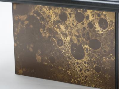 Maison Jansen Rare golden lacquer and brass Maison Jansen bar coffee table 1970s