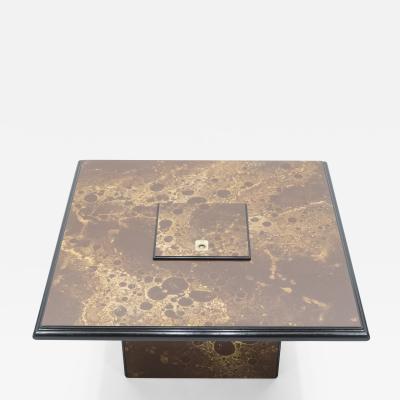 Maison Jansen Rare golden lacquer and brass Maison Jansen bar coffee table 1970s