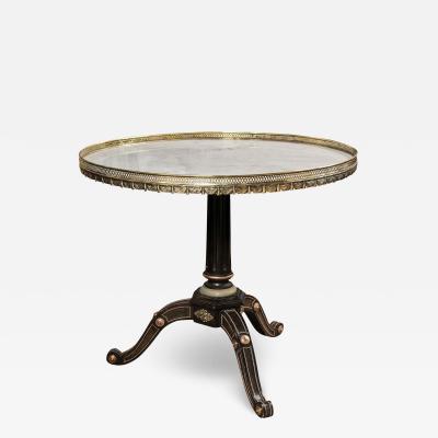 Maison Jansen Russian Neoclassical Style Ebonized Centre Marble Top Table by Maison Jansen