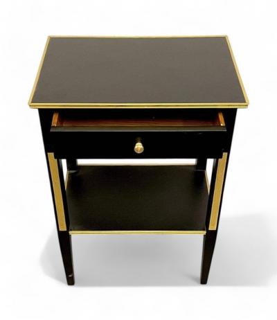 Maison Jansen Russian Neoclassical Style Hollywood Regency Nightstands Painted Wood Bronze