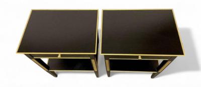 Maison Jansen Russian Neoclassical Style Hollywood Regency Nightstands Painted Wood Bronze