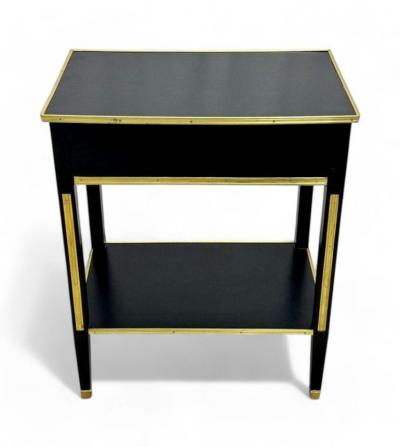Maison Jansen Russian Neoclassical Style Hollywood Regency Nightstands Painted Wood Bronze