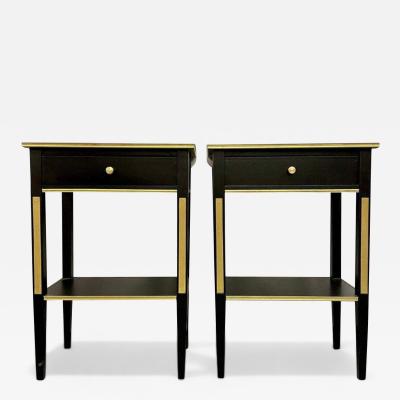 Maison Jansen Russian Neoclassical Style Hollywood Regency Nightstands Painted Wood Bronze