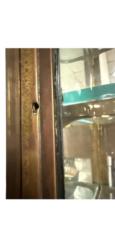 Maison Jansen SUPERB RARE PARISIAN ART DECO BRONZE GLASS CURIO CABINETS BY MAISON JANSEN