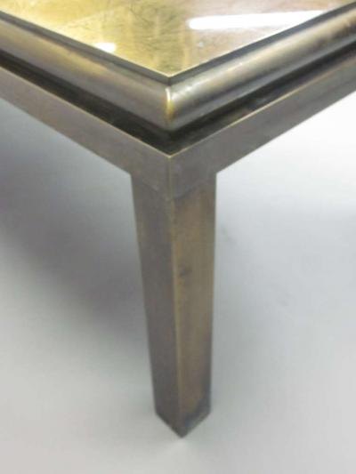 Maison Jansen Set of 2 French Gilt Verre glomis Coffee Tables by Guy Lefevre for Jansen