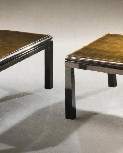 Maison Jansen Set of 2 French Verre glomis Coffee Tables by Guy Lefevre for Maison Jansen