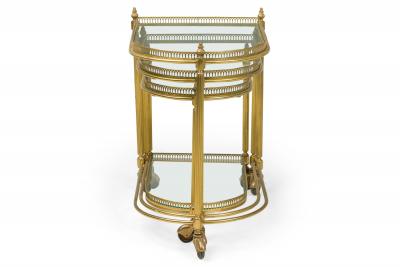 Maison Jansen Set of 3 Maison Jansen Mid Century French Brass Rolling Nesting Tables