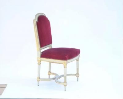 Maison Jansen Set of 5 Chic Crimson Velvet Chairs in the Style of Maison Jansen