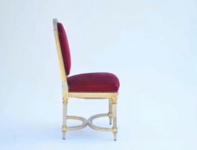 Maison Jansen Set of 5 Chic Crimson Velvet Chairs in the Style of Maison Jansen