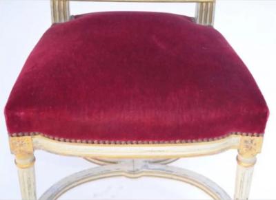 Maison Jansen Set of 5 Chic Crimson Velvet Chairs in the Style of Maison Jansen