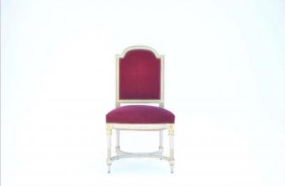 Maison Jansen Set of 5 Chic Crimson Velvet Chairs in the Style of Maison Jansen
