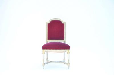 Maison Jansen Set of 5 Chic Crimson Velvet Chairs in the style of Maison Jansen