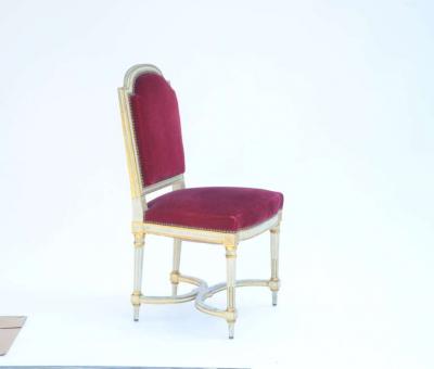 Maison Jansen Set of 5 Chic Crimson Velvet Chairs in the style of Maison Jansen