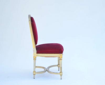 Maison Jansen Set of 5 Chic Crimson Velvet Chairs in the style of Maison Jansen
