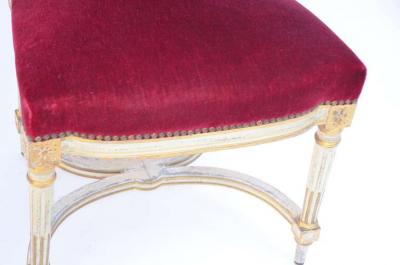Maison Jansen Set of 5 Chic Crimson Velvet Chairs in the style of Maison Jansen