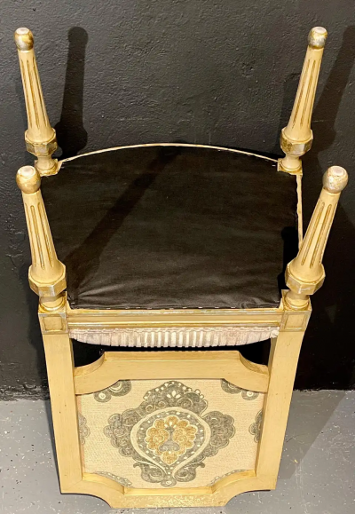 Maison Jansen Set of Eight Louis XVI Style Dining Chairs Painted and Parcel Gilt Jansen Style